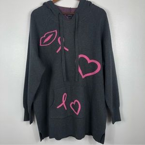 Torrid Breast Cancer Awareness Jacquard Raglan Hoodie Sweater
